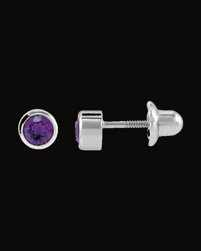 Bezel-Set Youth Earrings — 14K White / Yellow Gold · 3 mm