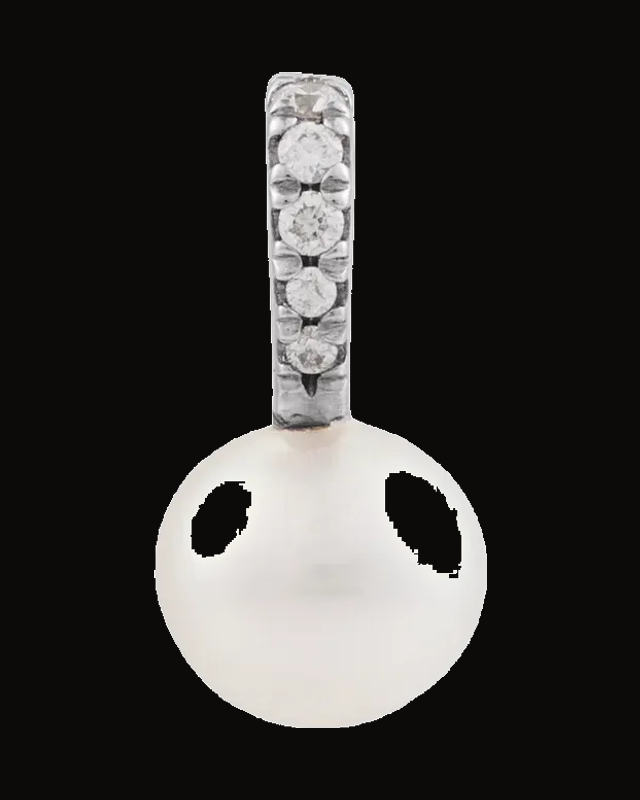 Cultured Freshwater Pearl And 0.025 CTW Natural Diamond Pendant — 14K White / Yellow Gold