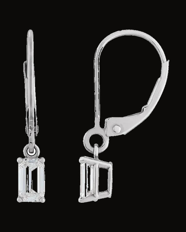 Round 4-Prong Dangle Earrings — 14K White / Yellow Gold