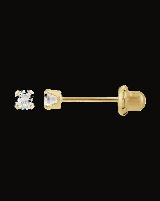 Inverness Birthstone Piercing Earrings — 14K Yellow Gold · 3 mm