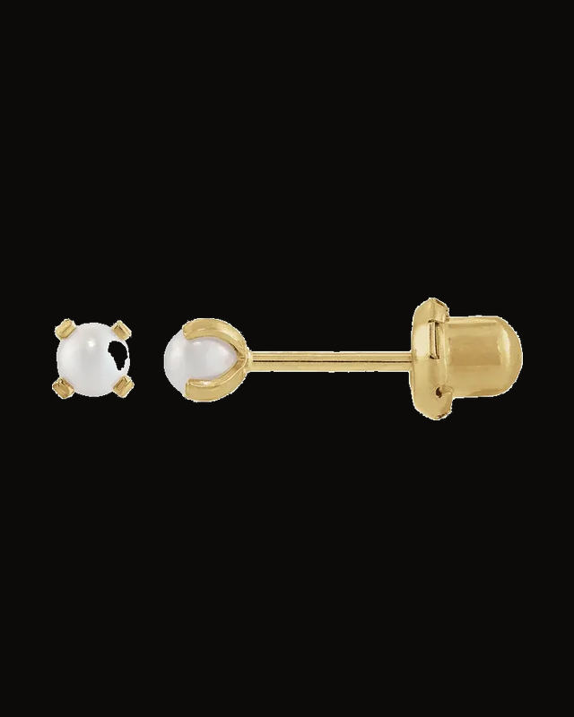 Inverness Imitation Cream Pearl Piercing Earrings — 14K Yellow Gold · 3 mm