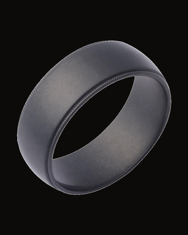Milgrain Stepped-Edge Comfort Fit European-Style Band — Black Zirconium