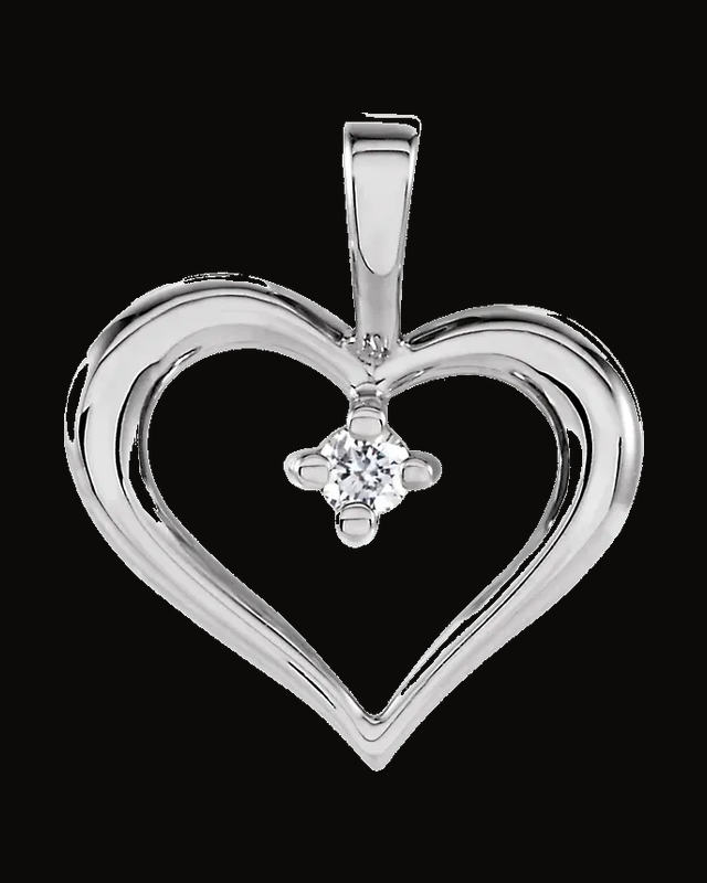 0.02 Natural Diamond Heart Pendant — Rhodium-Plated on 14K White Gold · 0.02 CT