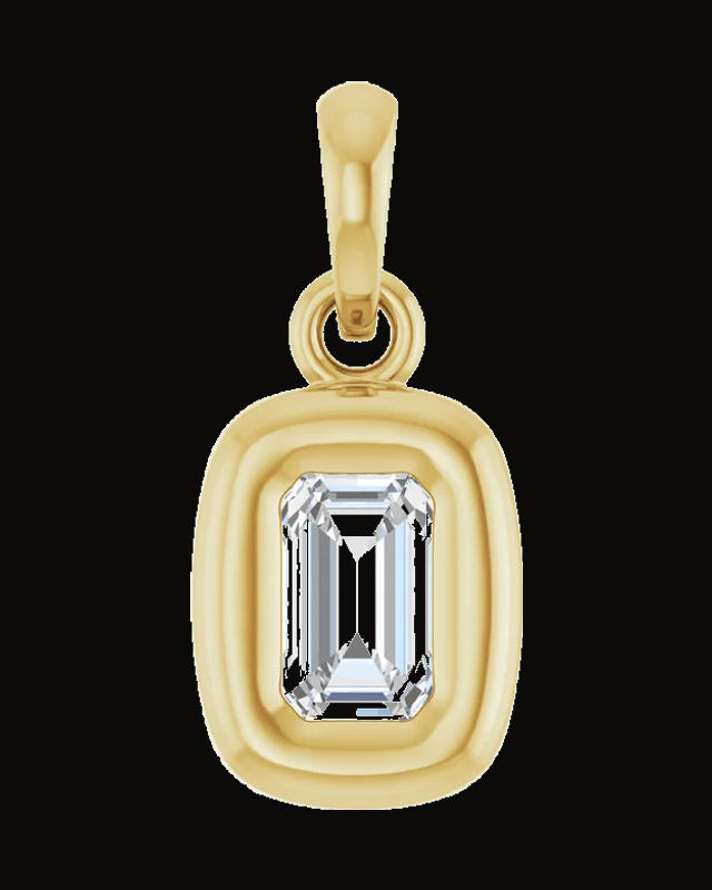 1/3 Ct Emerald Back-Set Lab-Grown Diamond Charm/Pendant — 14K Yellow Gold