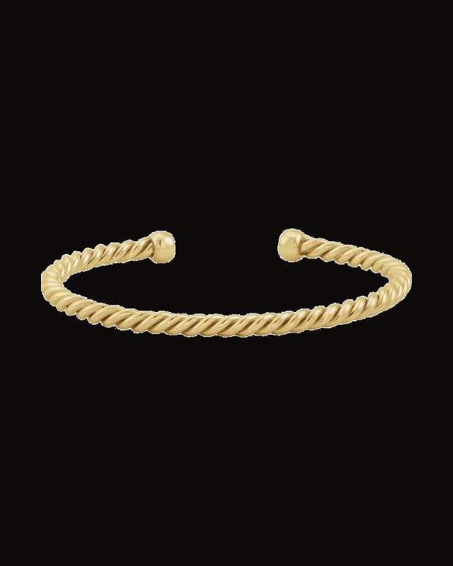Twisted Rope Cuff Bracelet — 14K Yellow Gold-Filled