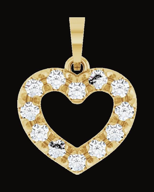 1/3 CTW Natural Diamond Heart Pendant — 14K Yellow Gold