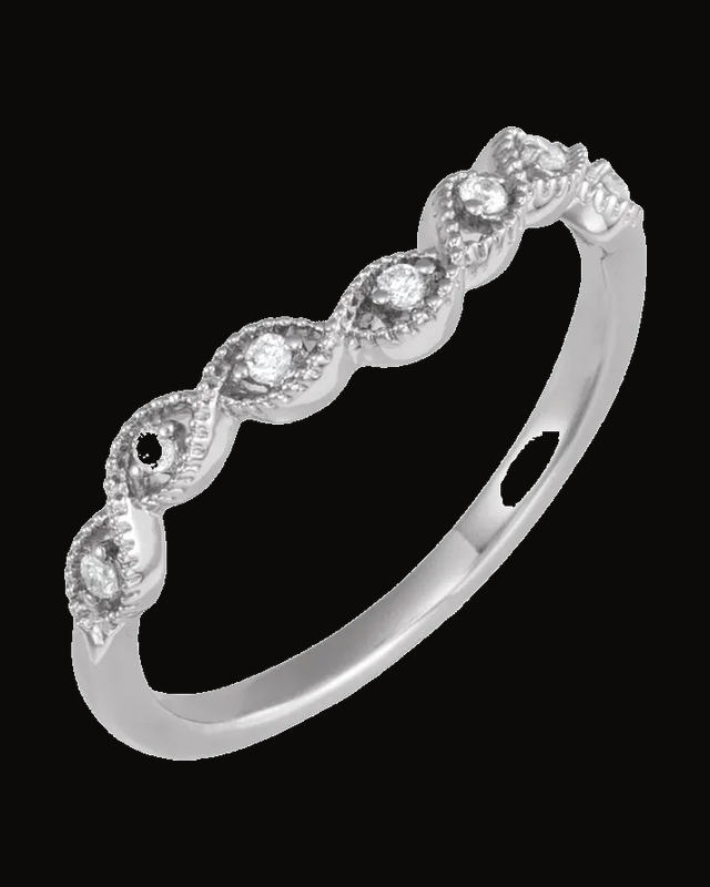 0.07 CTW Natural Diamond Contour Band — Rhodium-Plated on 14K White Gold · 1.64 mm