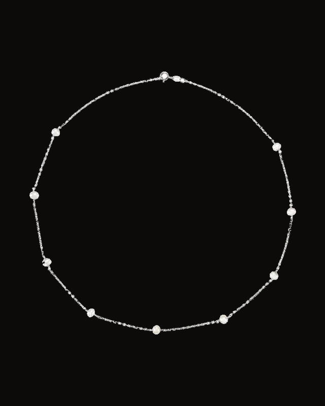 Cultured White Freshwater Pearl Station Necklace — Silver-Plated on Sterling Silver · Cultured Freshwater Pearl