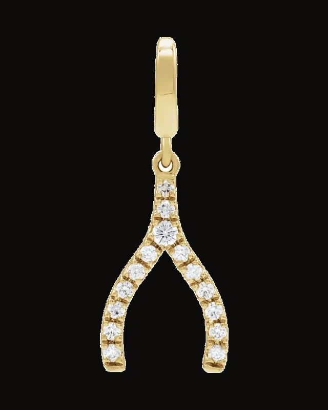 1/8 CTW Lab-Grown Diamond Wishbone Charm/Pendant — 14K Yellow / White Gold