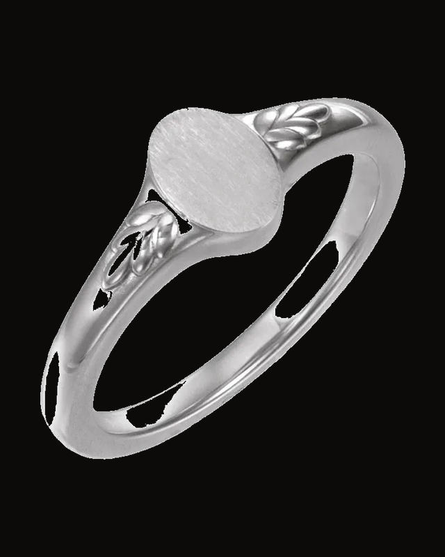 Engravable Wheat Pattern Oval Signet Ring