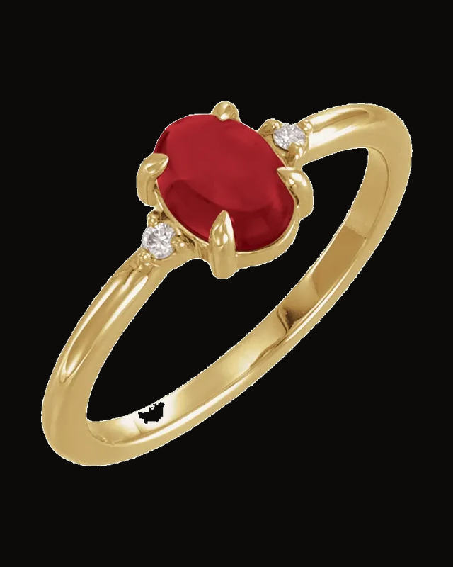 Natural Turquoise And 0.03 CTW Natural Diamond Cabochon North-South Ring — 14K Yellow Gold · 1.6 mm