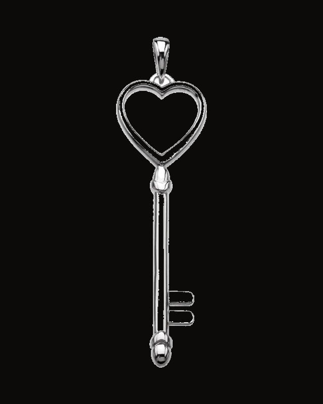 Heart Key Pendant — Sterling Silver