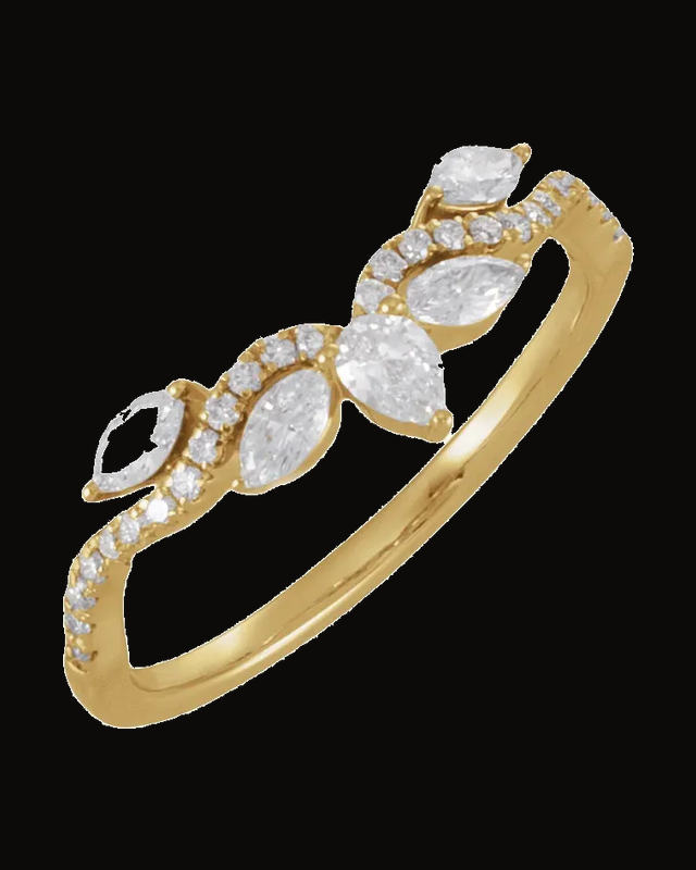 1/2 CTW Lab-Grown Diamond Contour Band — 14K White / Yellow Gold · 1.48 mm