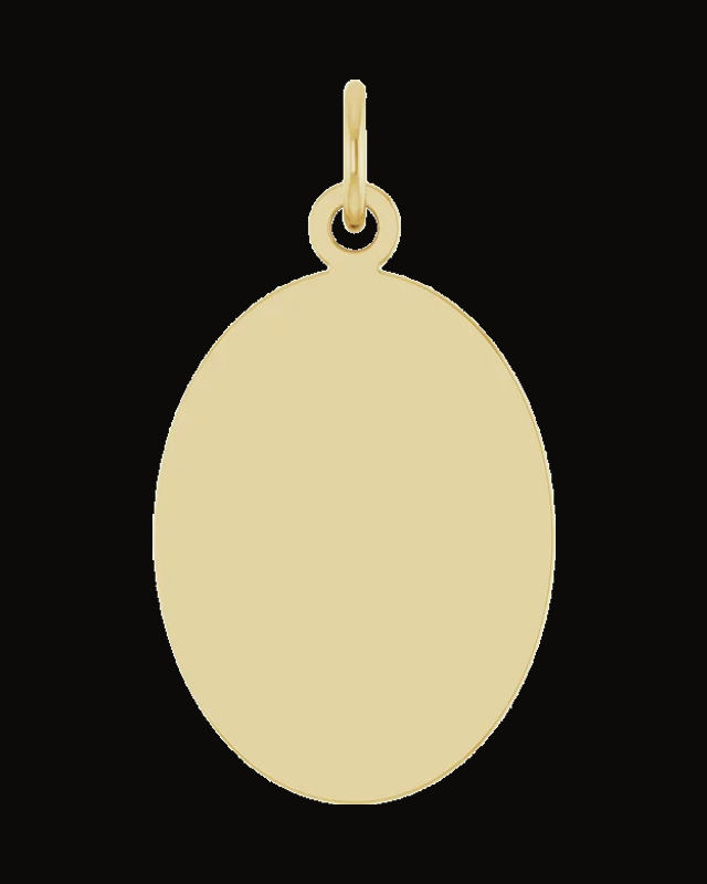 Engravable Oval Necklace or Pendant — 14K Yellow Gold