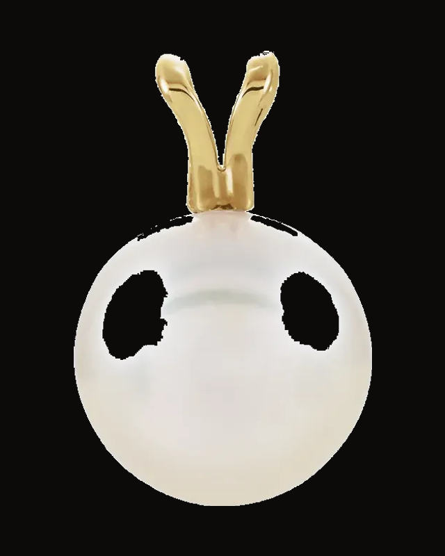 Cultured White Akoya Pearl Pendant — 14K Yellow / White Gold