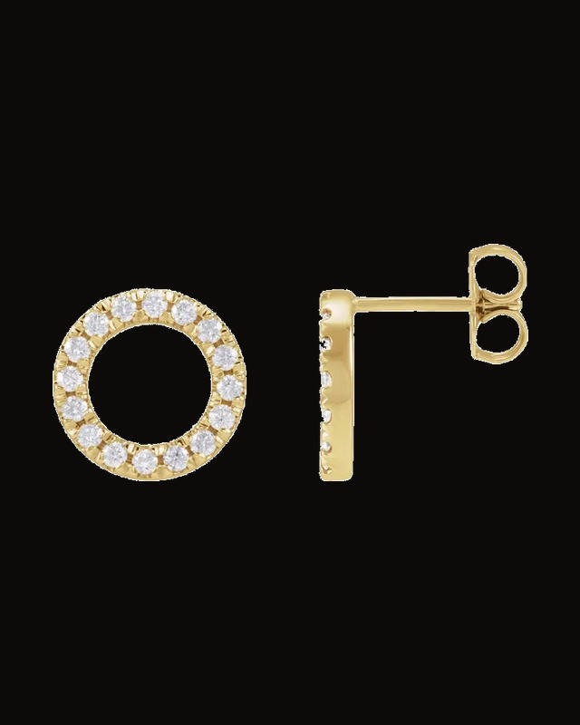 1/2 CTW Lab-Grown Diamond Circle Earrings — 14K Yellow Gold