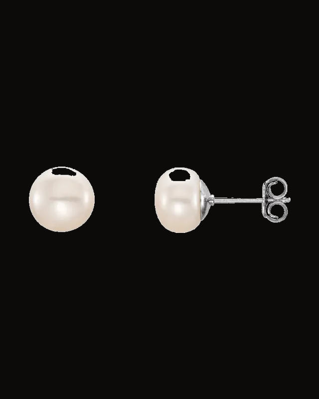 Button Pearl Stud Earrings