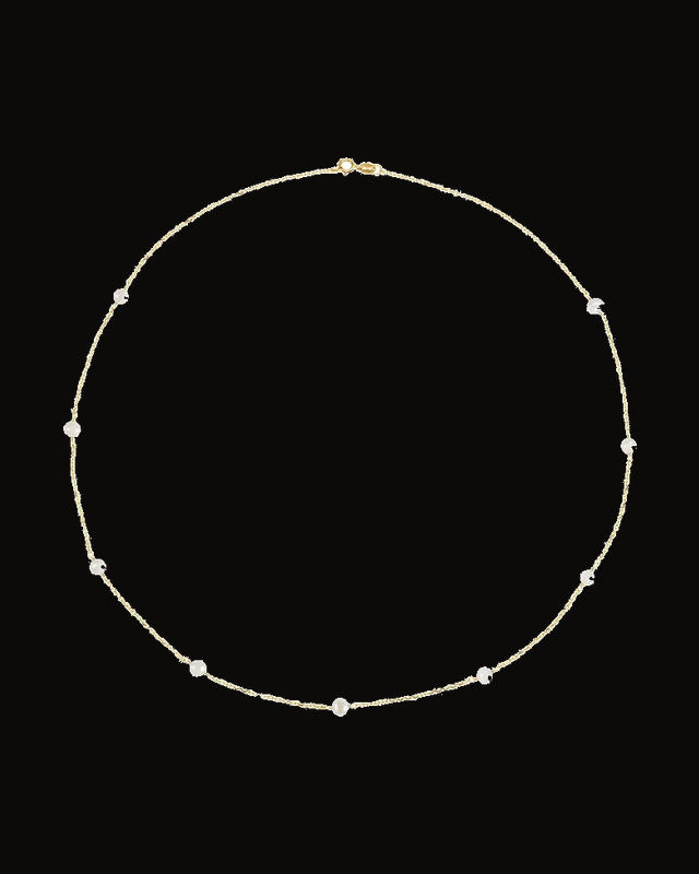 Cultured White Pearl Station Necklace — 14K Yellow Gold · 4.2 mm