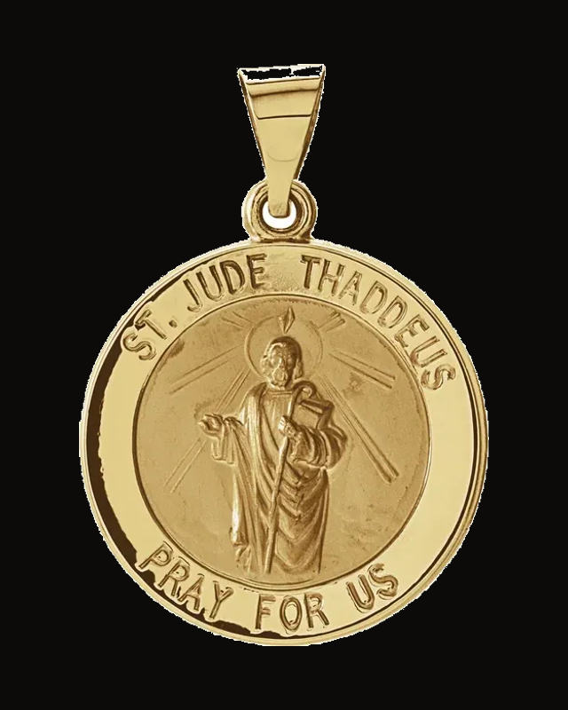Round Hollow St. Jude Thaddeus Medal — 14K Yellow Gold