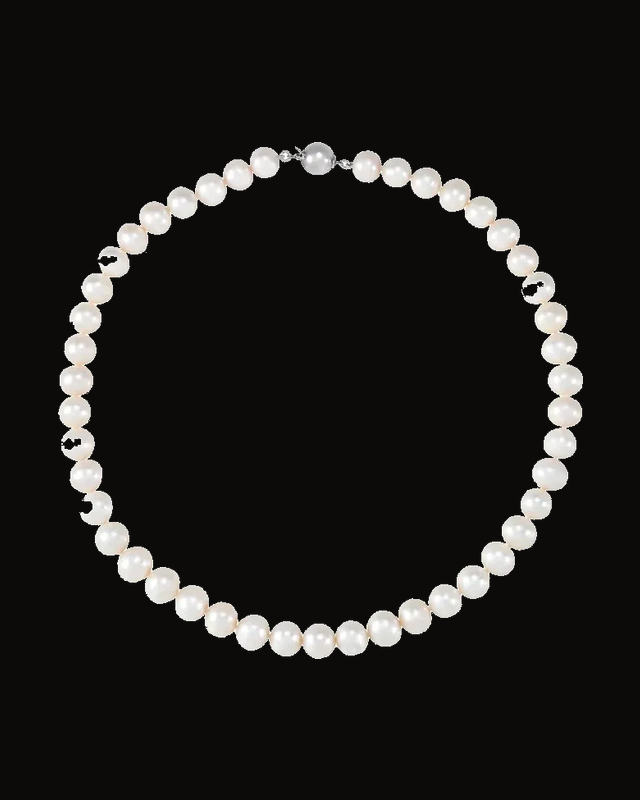 Cultured White Freshwater Pearl Necklace — Rhodium-Plated on Sterling Silver · Cultured Freshwater Pearl