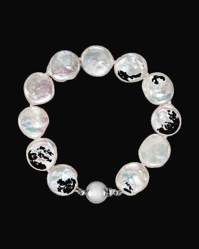 Cultured White Freshwater Pearl Bracelet — Rhodium-Plated on Sterling Silver · Cultured Freshwater Pearl