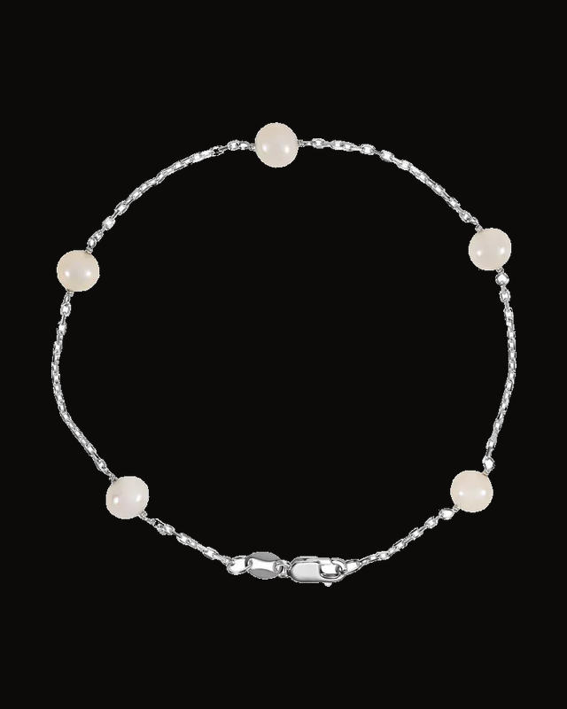 Cultured White Freshwater Pearl Bracelet — Silver-Plated on Sterling Silver · Cultured Freshwater Pearl