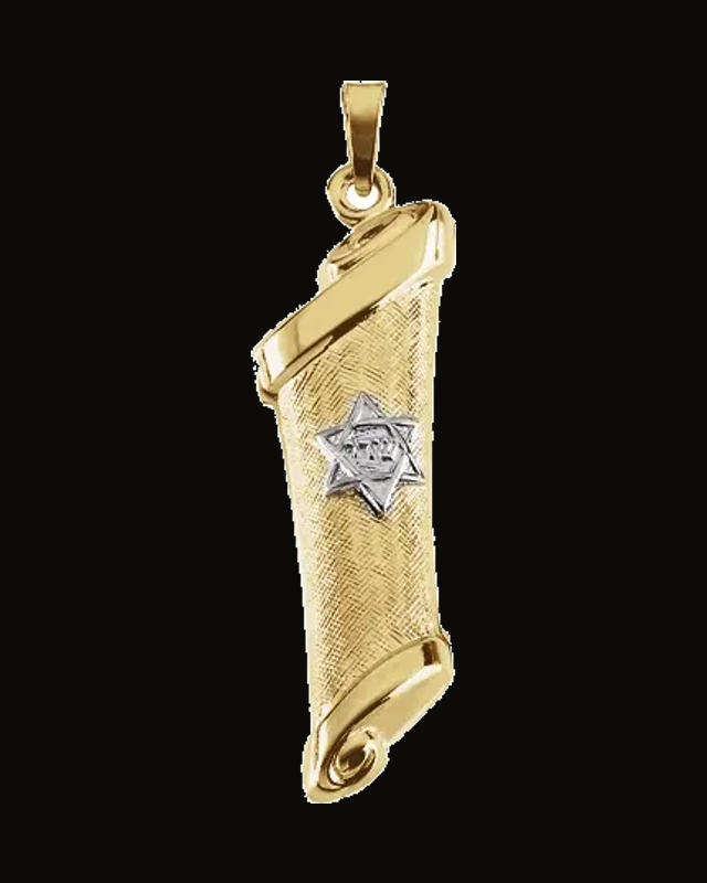 Two Tone Mezuzah Pendant — Rhodium-Plated on 14K Yellow & White Gold