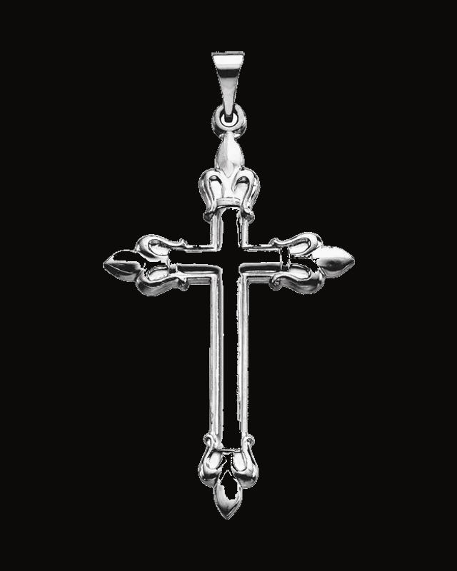 Fleur-de-Lis Cross Pendant — Sterling Silver