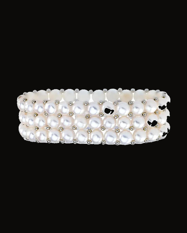Cultured White Freshwater Pearl Strand Bracelet — Sterling Silver · Cultured Freshwater Pearl