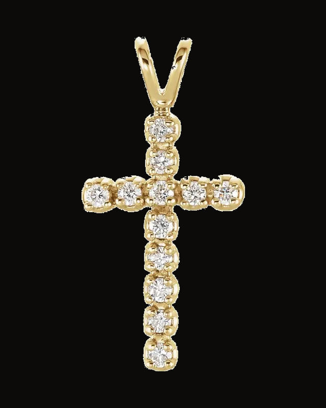 Lab Grown Diamond Cross Pendant — 14K Yellow / White Gold · 1/10 CTW