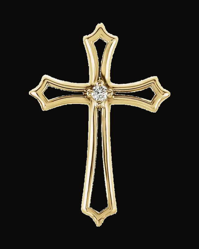 Natural Diamond Cross Pendant — 14K Yellow Gold · 0.015 CT