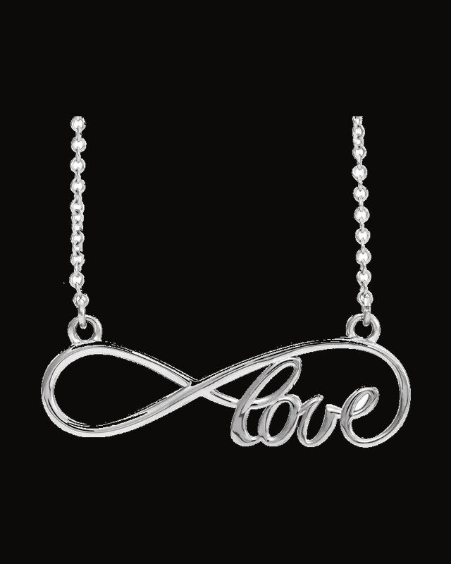 Infinity-Inspired Love Necklace or Center — Rhodium-Plated on 14K White Gold