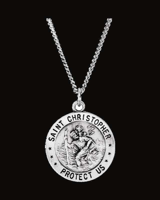 St. Christopher U.S. Air Force Medal Necklace or Pendant — Rhodium-Plated on Sterling Silver