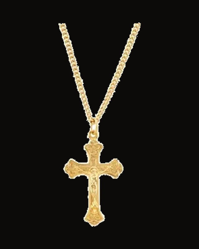 Crucifix Necklace — 24K Gold-Plated on 24K Yellow Gold-Plated