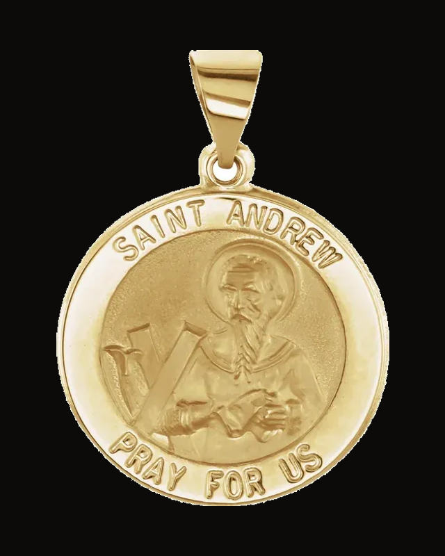 Round Hollow St. Andrew Medal — 14K Yellow Gold