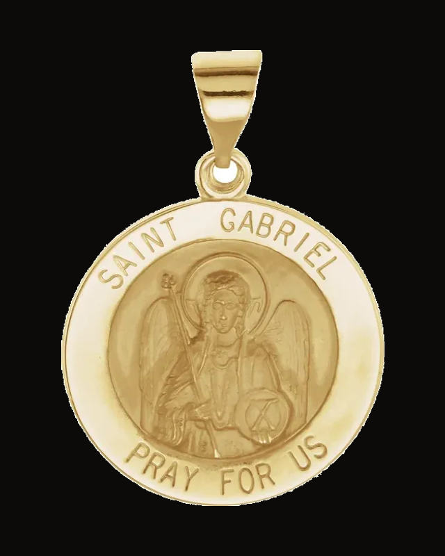 Round Hollow St. Gabriel Medal — 14K Yellow Gold