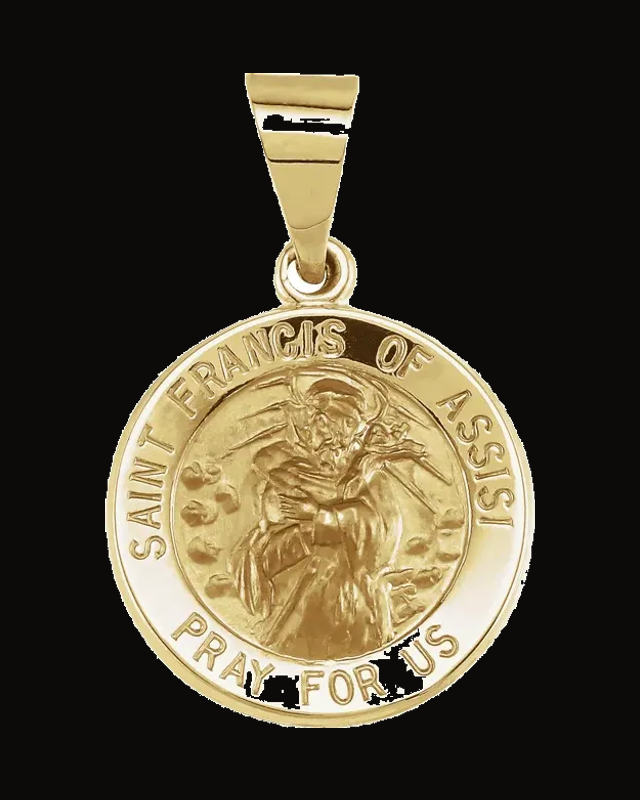 Round Hollow St. Francis Of Assisi Medal — 14K Yellow Gold
