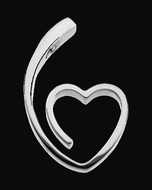Heart Slide Pendant — Rhodium-Plated on 14K White Gold