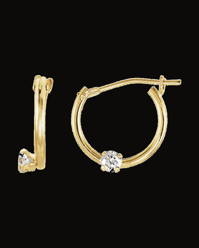 Cz Youth Hinged Hoop Earrings — 14K Yellow Gold · 2.5 mm