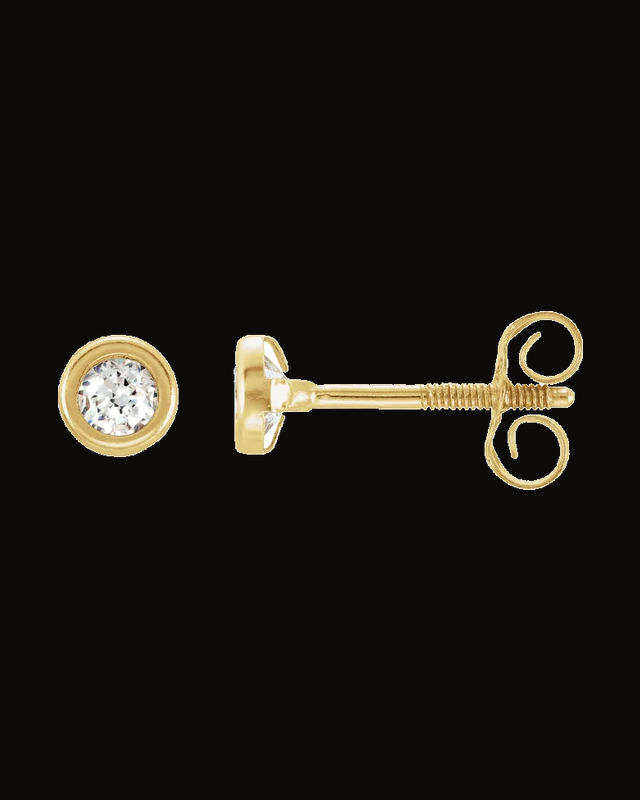 Youth Cubic Zirconia Earrings With Backs — 14K Yellow Gold · 3 mm