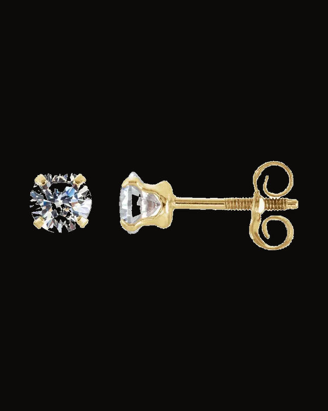 Round 4-Prong Youth Stud Earrings — 14K Yellow Gold · 4 mm