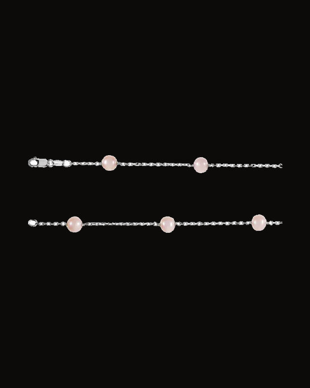 Cultured Pink Freshwater Pearl Station Necklace — Silver-Plated on Sterling Silver · Cultured Freshwater Pearl