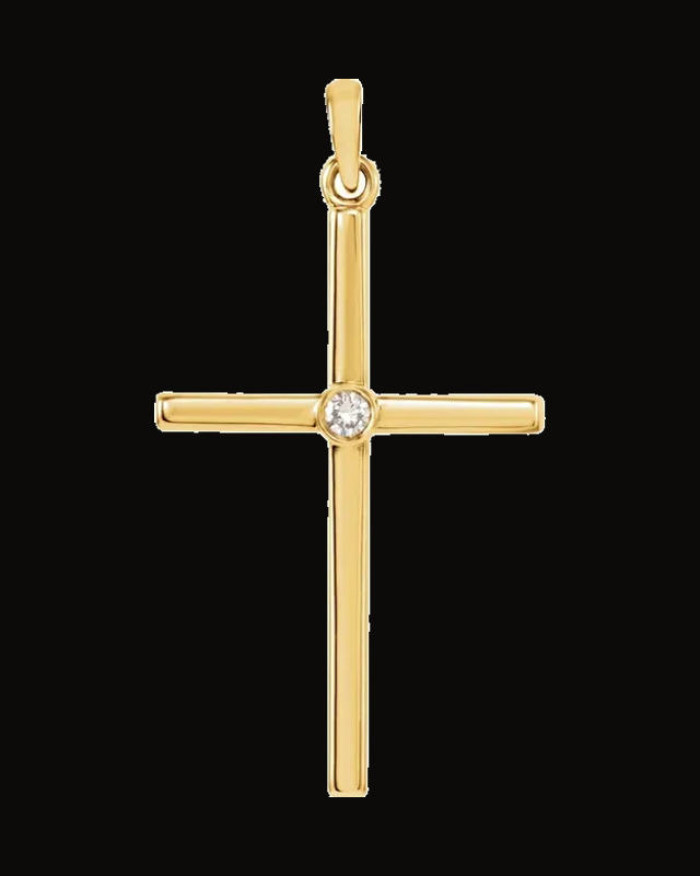 Natural Diamond Cross Pendant — 14K Yellow Gold · 0.03 CT