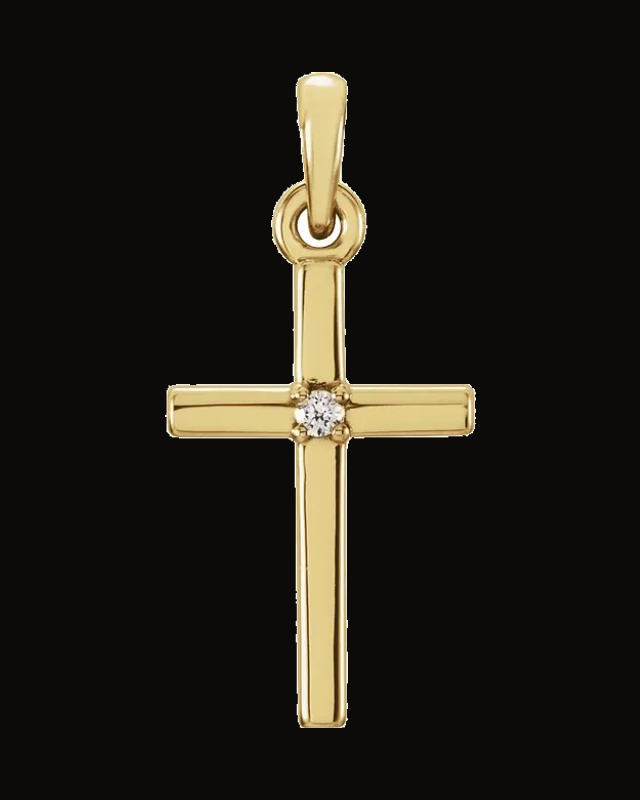 Birthstone Cross Pendant — 14K White / Yellow Gold