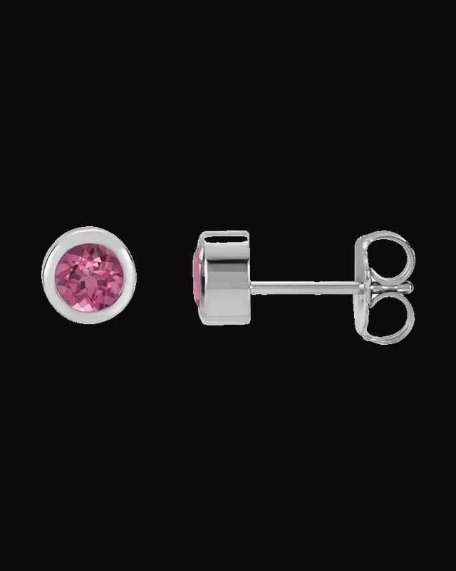 Round Bezel-Set Birthstone Stud Earrings