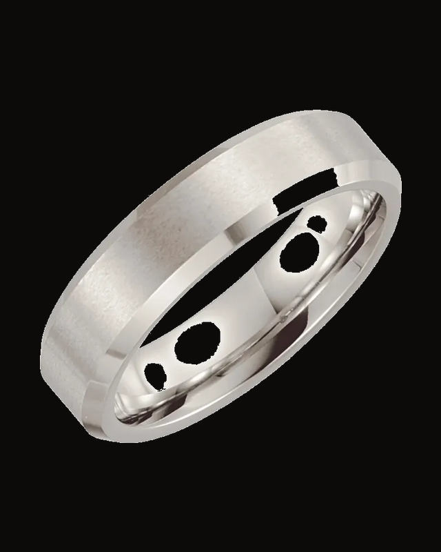 Beveled-Edge Inlay Comfort-Fit Band with Satin Finish — Cobalt · 6 mm