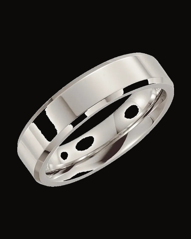 Beveled-Edge Inlay Comfort-Fit Band — Cobalt · 6 mm