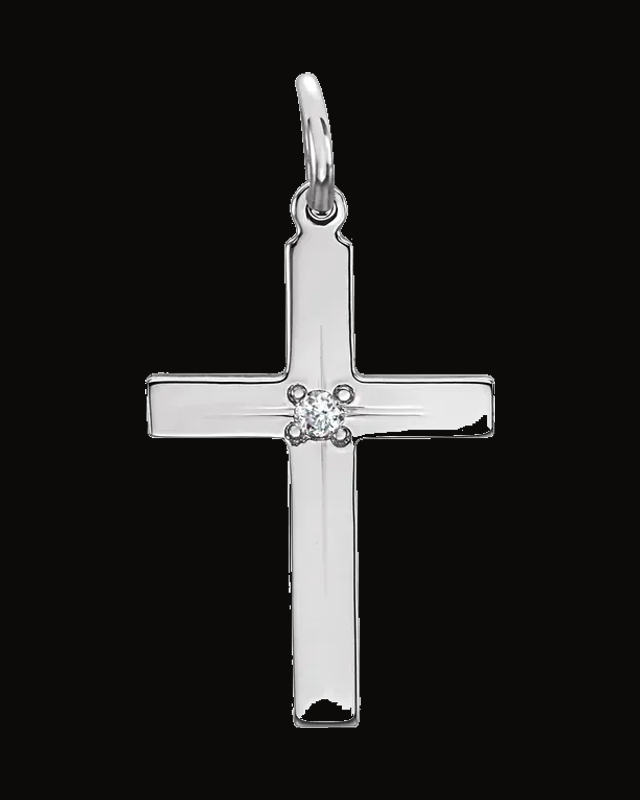 0.01 Ct Natural Diamond Cross Pendant — 14K White / Yellow Gold