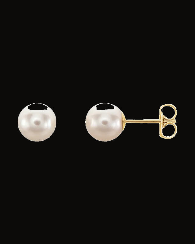 Cultured White Freshwater Pearl Earrings — 14K White / Yellow Gold