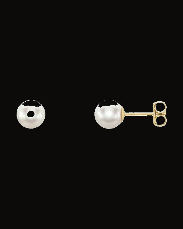 Cultured Akoya Pearl Earrings — 14K White / Yellow Gold